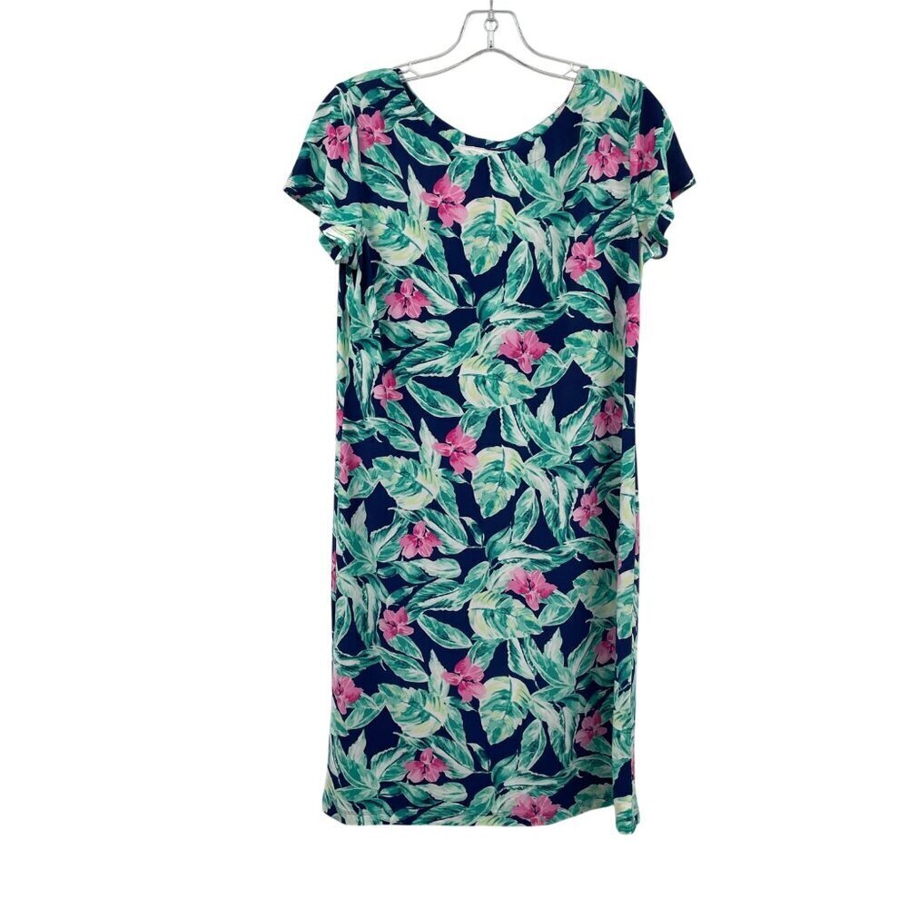 Cappagallo Womens Floral Shift Dress Short Sleeve Multicolor Size Medium